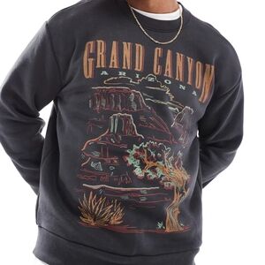 Hollister Sweatshirt Mens XS Black Grand Canyon Arizona Relaxed Graphic Tourist